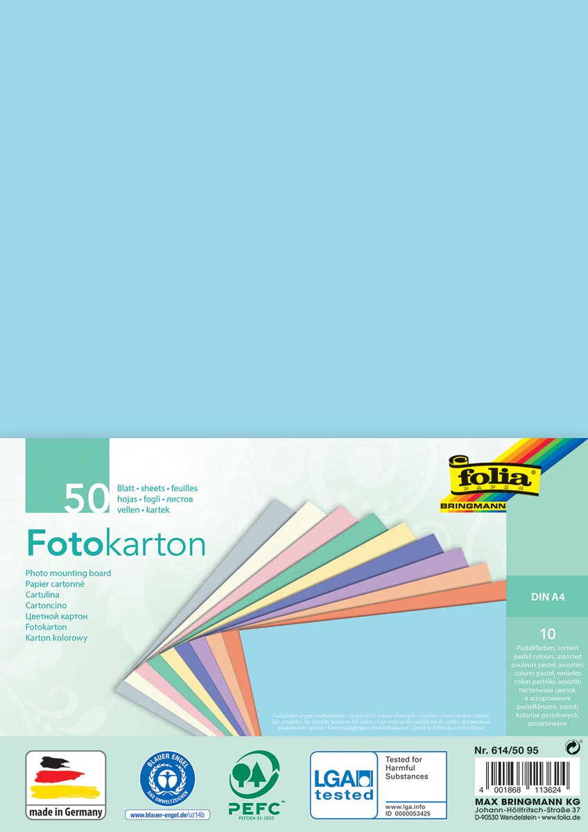 Folia gekleurd fotopapier pastel, ft A4, pak van 50 vel in 10 geassorteerde kleuren Folia gekleurd fotopapier pastel, ft A4, pak van 50 vel in 10 geassorteerde kleuren