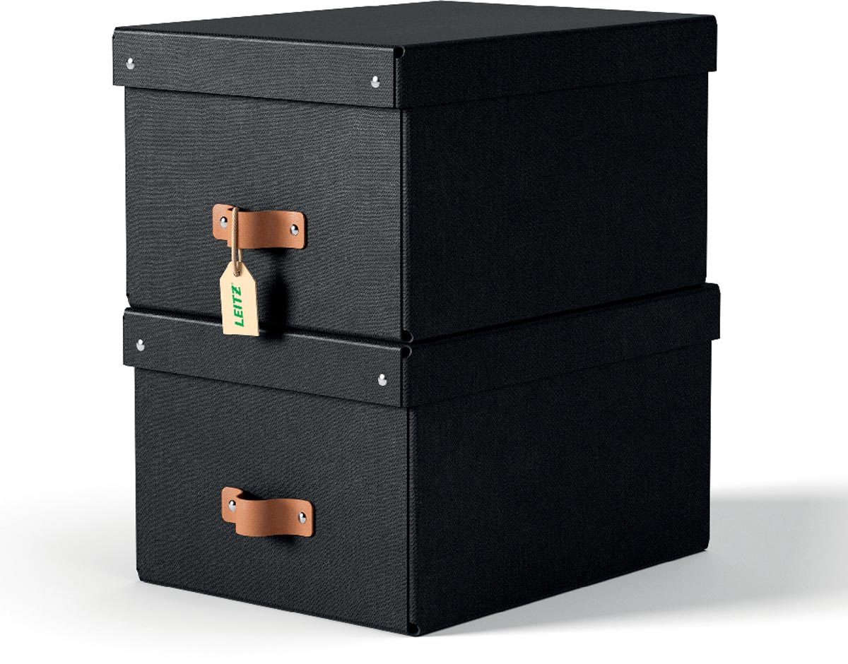 Leitz Puro opbergdoos, medium, ft A4, 17 liter, zwart, pak van 2 stuks