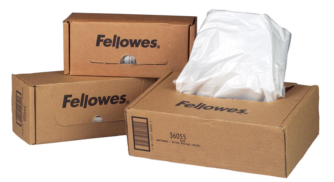 Fellowes opvangzakken van 165 liter voor papiervernietigers, pak van 50 zakken