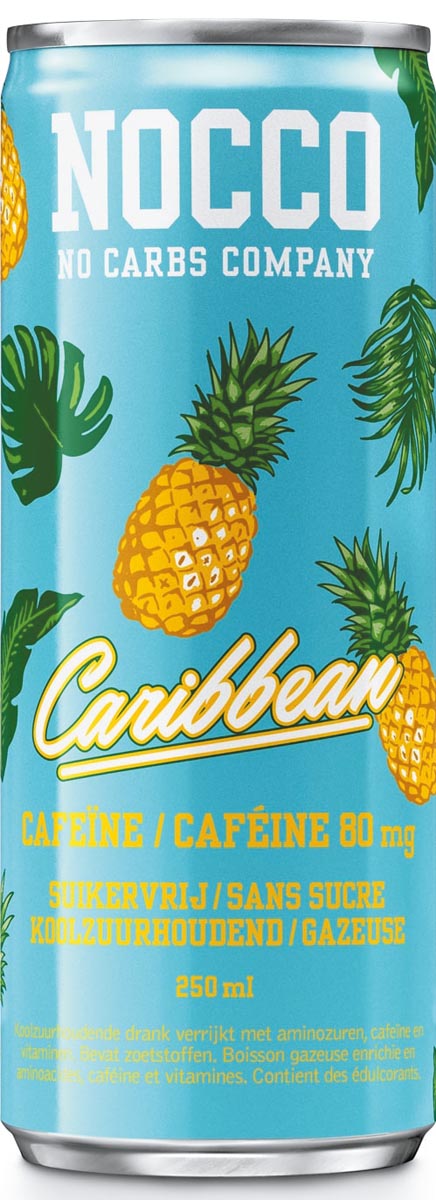 Nocco frisdrank Caribbean, blikje van 250 ml , pak van 12 stuks