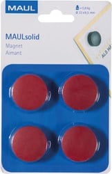MAUL magneet Solid, 32 mm, trekkracht 800 gr, blister van 4 stuks, rood