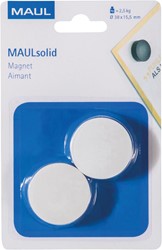 Maul Aimant Solid, 38 mm, 2,5 kg, blister de 2 pièces, blanc