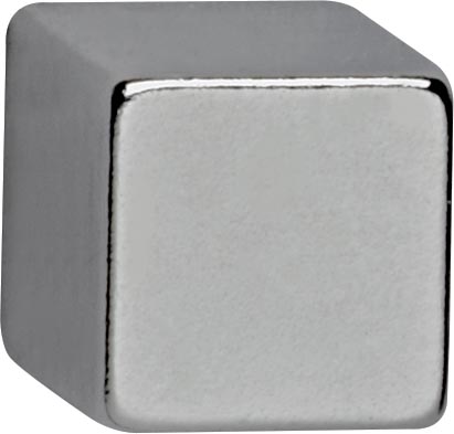 MAUL neodymium kubusmagneet 10 x 10 x 10 mm, trekkracht 3,8 kg, zilver, blister van 4 stuks afbeelding