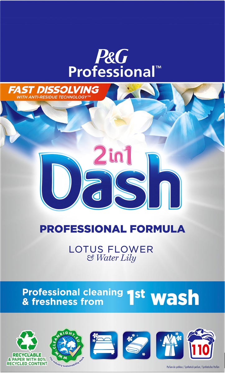 Dash Professional 2 in 1 Lotus Flower and Water Lily waspoeder, doos van 6,6 kg, 110 wasbeurten afbeelding