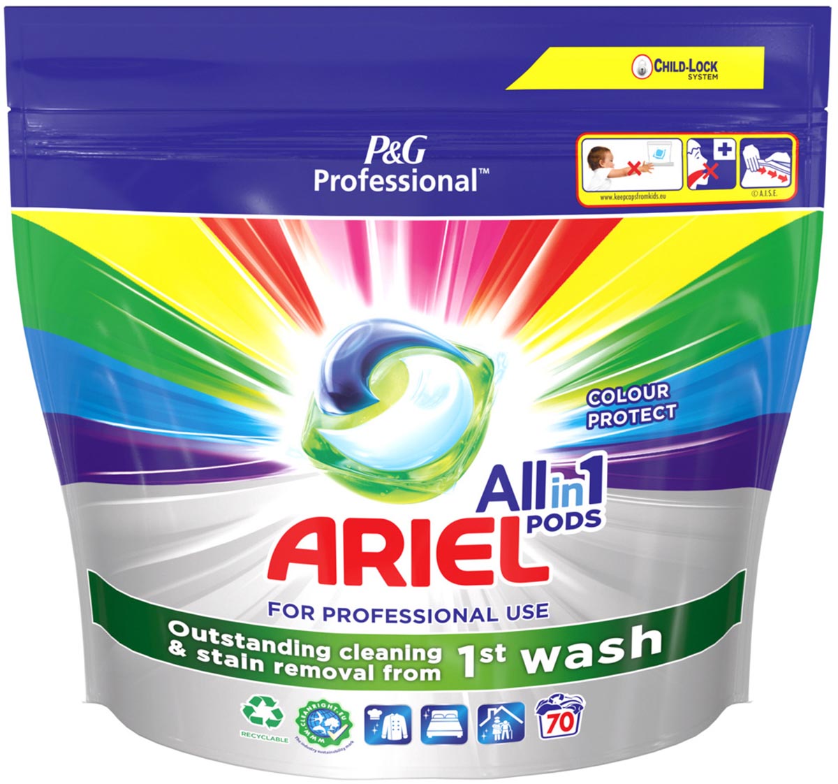 Ariel Professional Formula All-in-1 Colour Protect wascapsules, pak van 70 stuks afbeelding