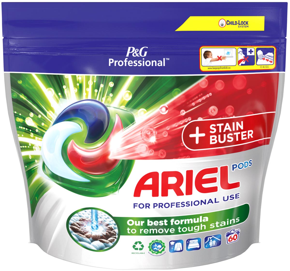 Afbeelding van Ariel Professional wasmiddel All-in-1 + stainbuster, pak van 60 capsules