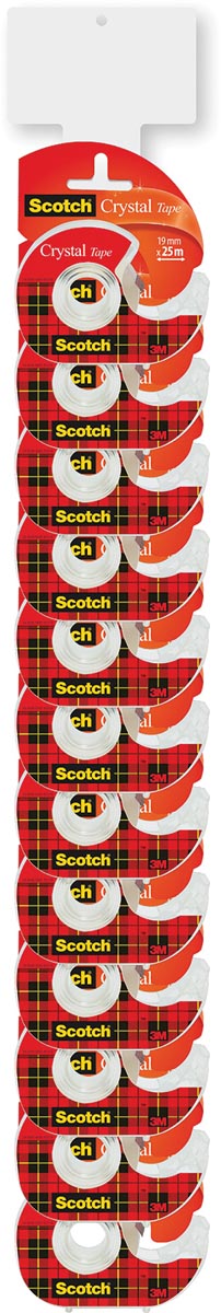 Scotch plakband Crystal ft 19 mm x 25 m, clipstrip met 24 stuks Scotch plakband Crystal ft 19 mm x 25 m, clipstrip met 24 stuks