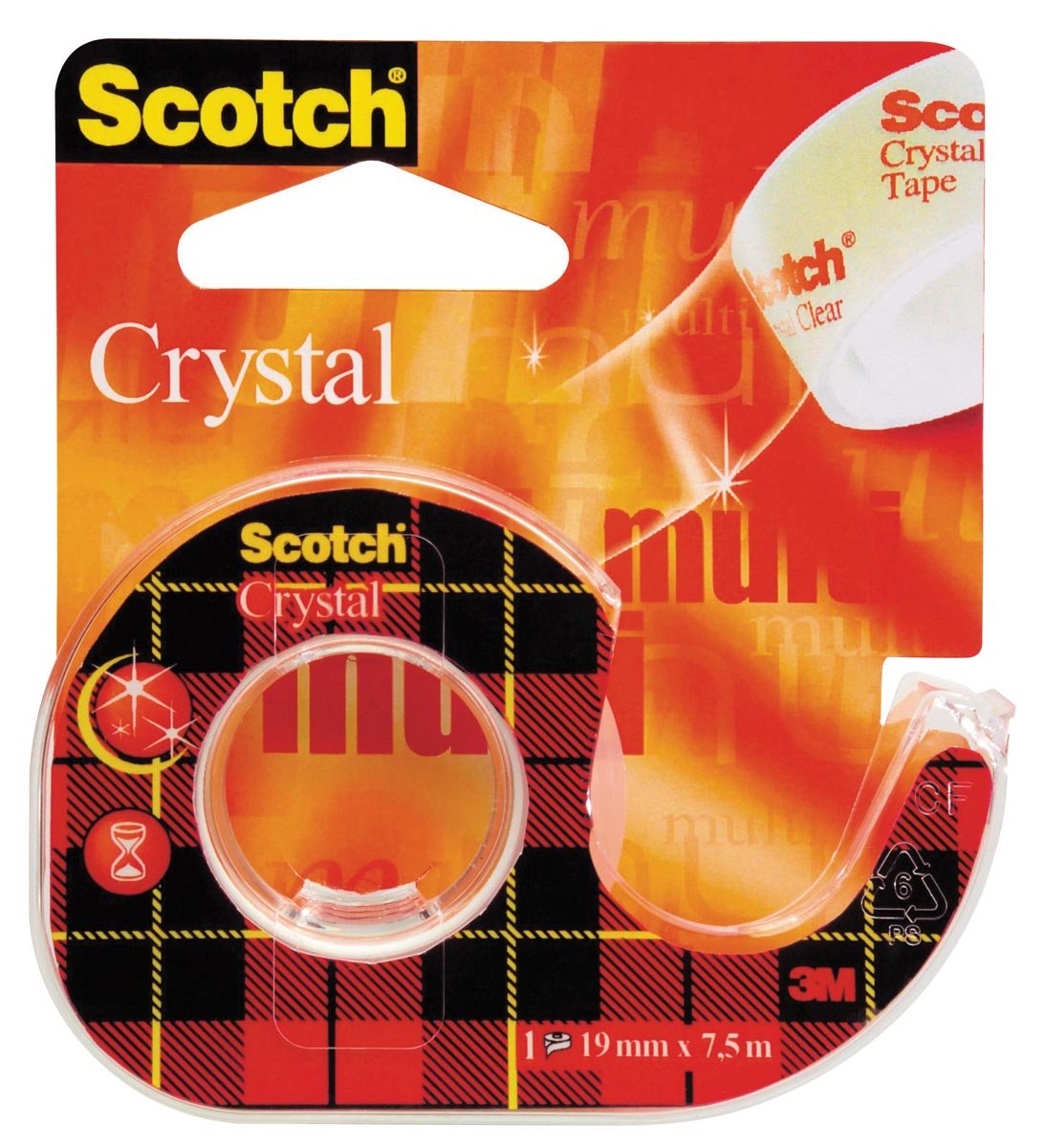Scotch Plakband Crystal ft 19 mm x 7,5 m, blister met 1 afroller met 1 rolletje afbeelding