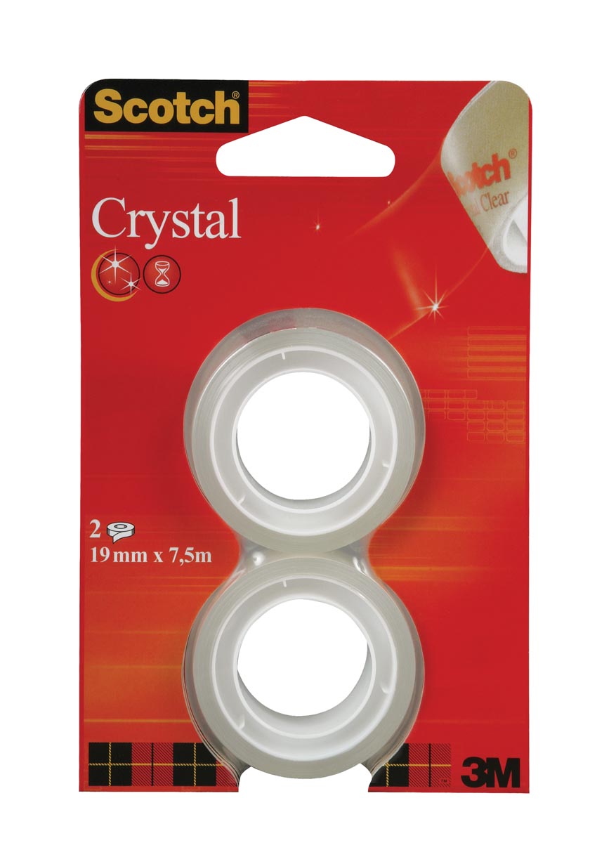 Scotch Plakband Crystal ft 19 mm x 7,5 m, blister met 2 rolletjes afbeelding