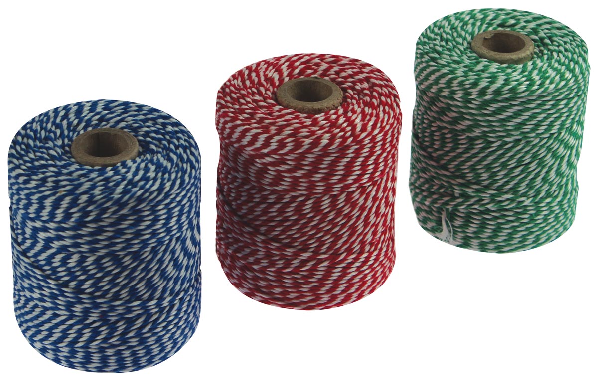 Katoentouw, klos van 100 g, ongeveer 100 meter, geassorteerde kleuren, pak van 5 stuks