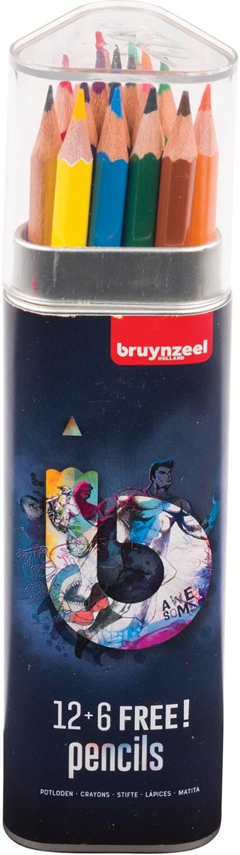 Bruynzeel kleurpotloden Dark, koker van 12+6 stuks gratis