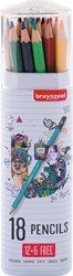 Bruynzeel crayon de couleur, tube de 12 + 6 GRATUIT