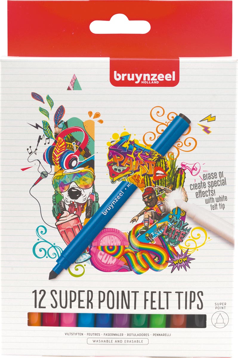 Bruynzeel viltstiften Super Point, etui met 12 stuks afbeelding