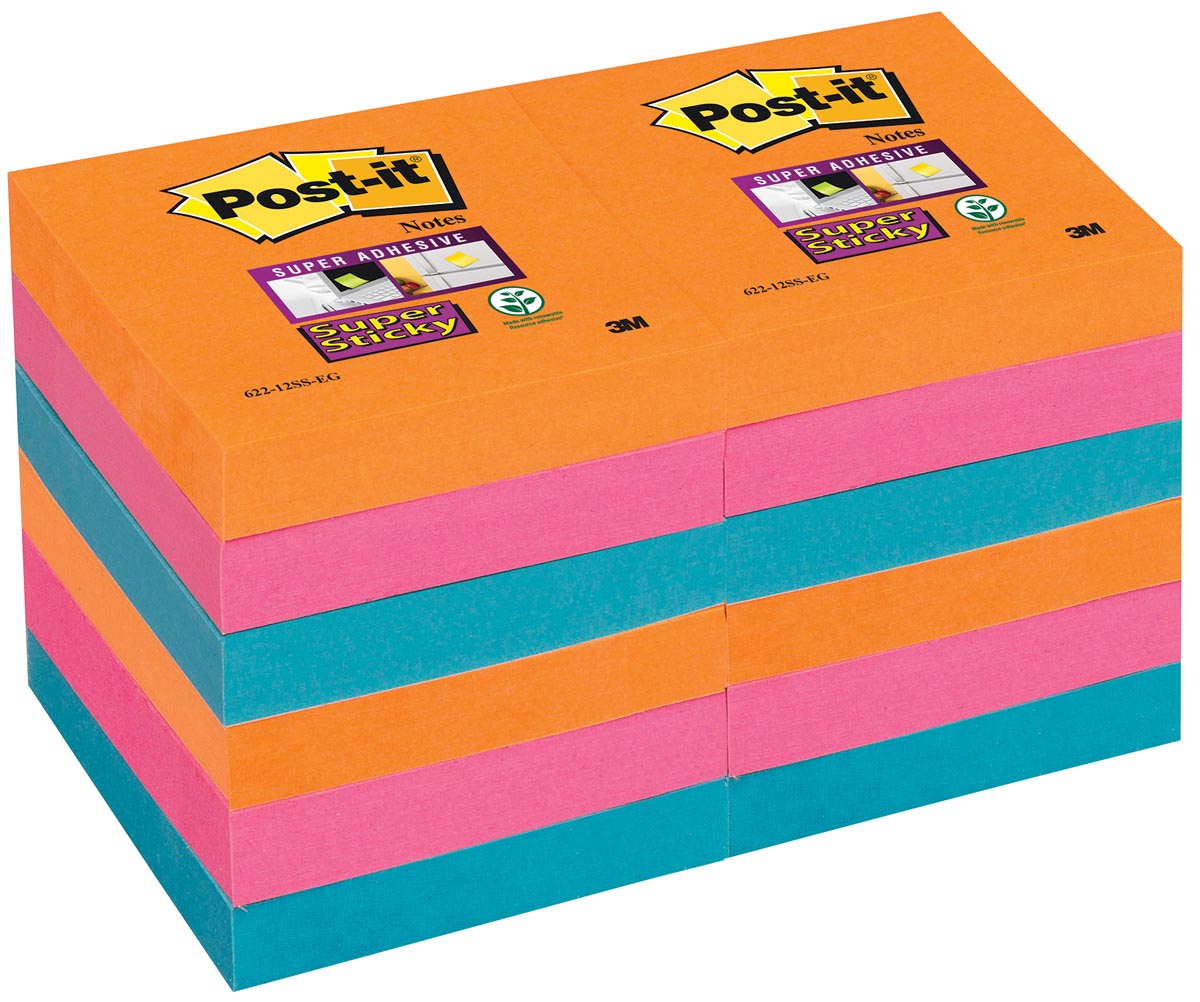 Post-it Super Sticky notes Bangkok, ft 51 x 51 mm, 90 vel, pak van 12 blokken