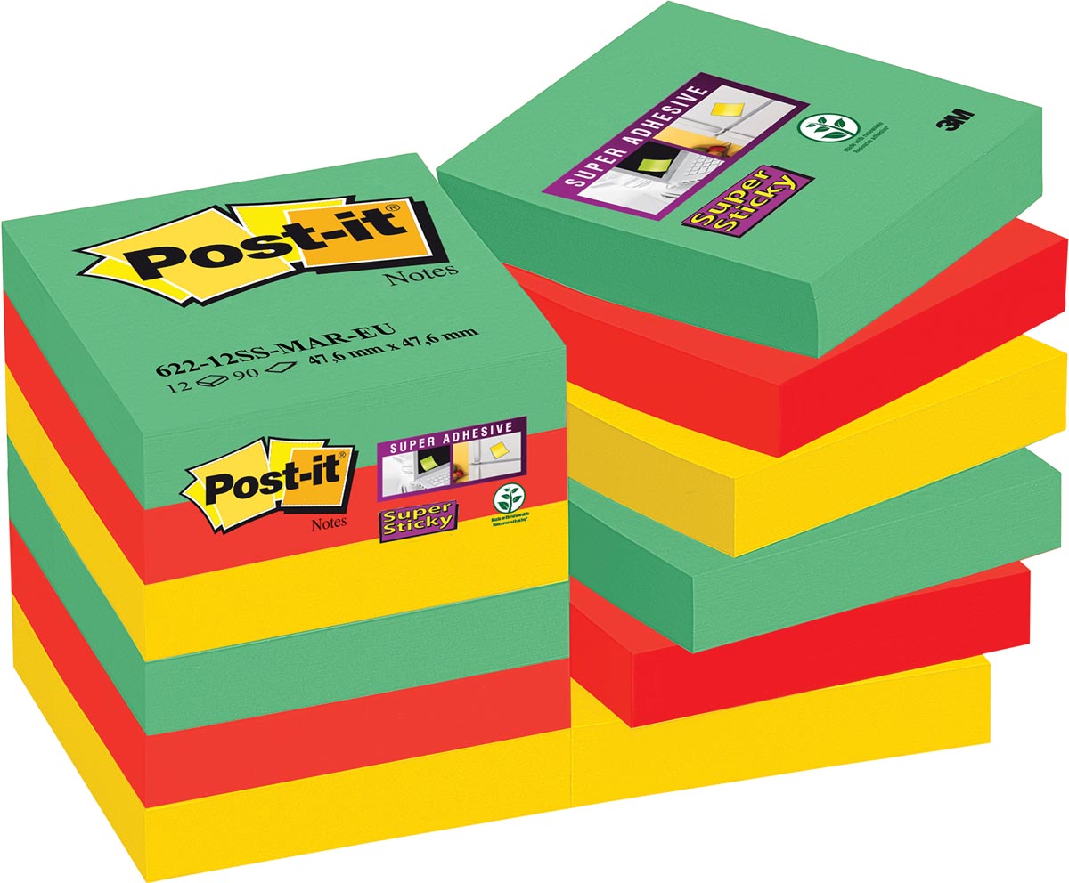 Post-it Super Sticky Notes Marrakesh, ft 47,6 x 47,6 mm, 90 blaadjes