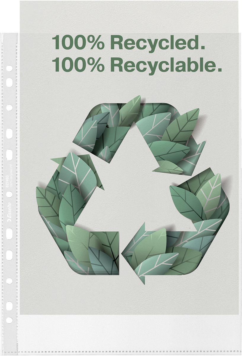 Esselte geperforeerde showtas, 100 % gerecycleerd, ft A4, 70 micron, doos van 100 stuks afbeelding