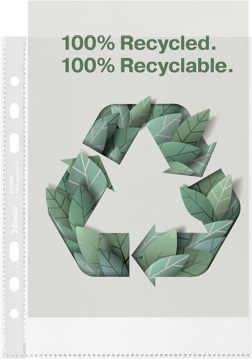 Esselte geperforeerde showtas, 100 % gerecycleerd, ft A5, 70 micron, doos van 100 stuks afbeelding