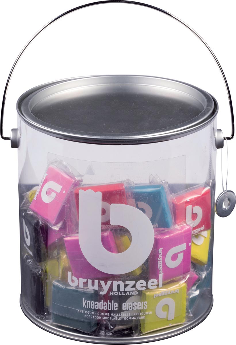 Bruynzeel kneedgum, emmertje met 120 stuks in geassorteerde kleuren