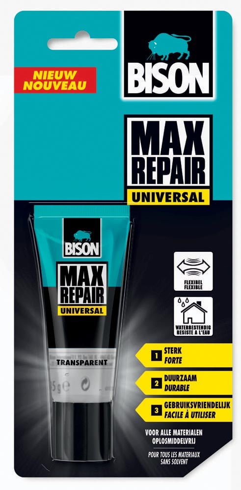 Bison lijm Max Repair Universal, blister met tube van 45 g Bison lijm Max Repair Universal, blister met tube van 45 g