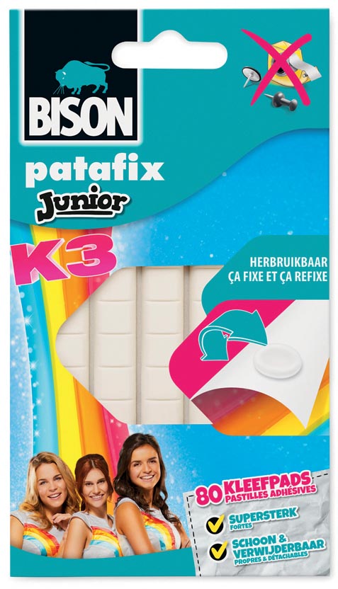 Bison Junior K3 patafix 80 stuks, op blister Bison Junior K3 patafix 80 stuks, op blister