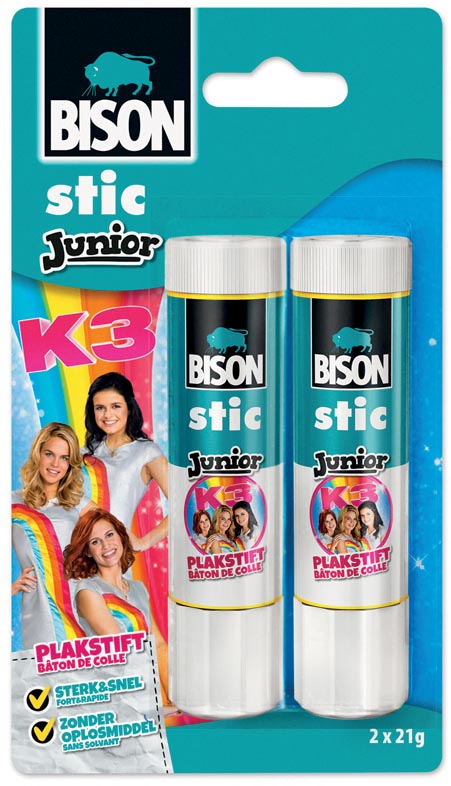 Bison Junior K3 plakstift 21 g, blister met 2 stuks Bison Junior K3 plakstift 21 g, blister met 2 stuks