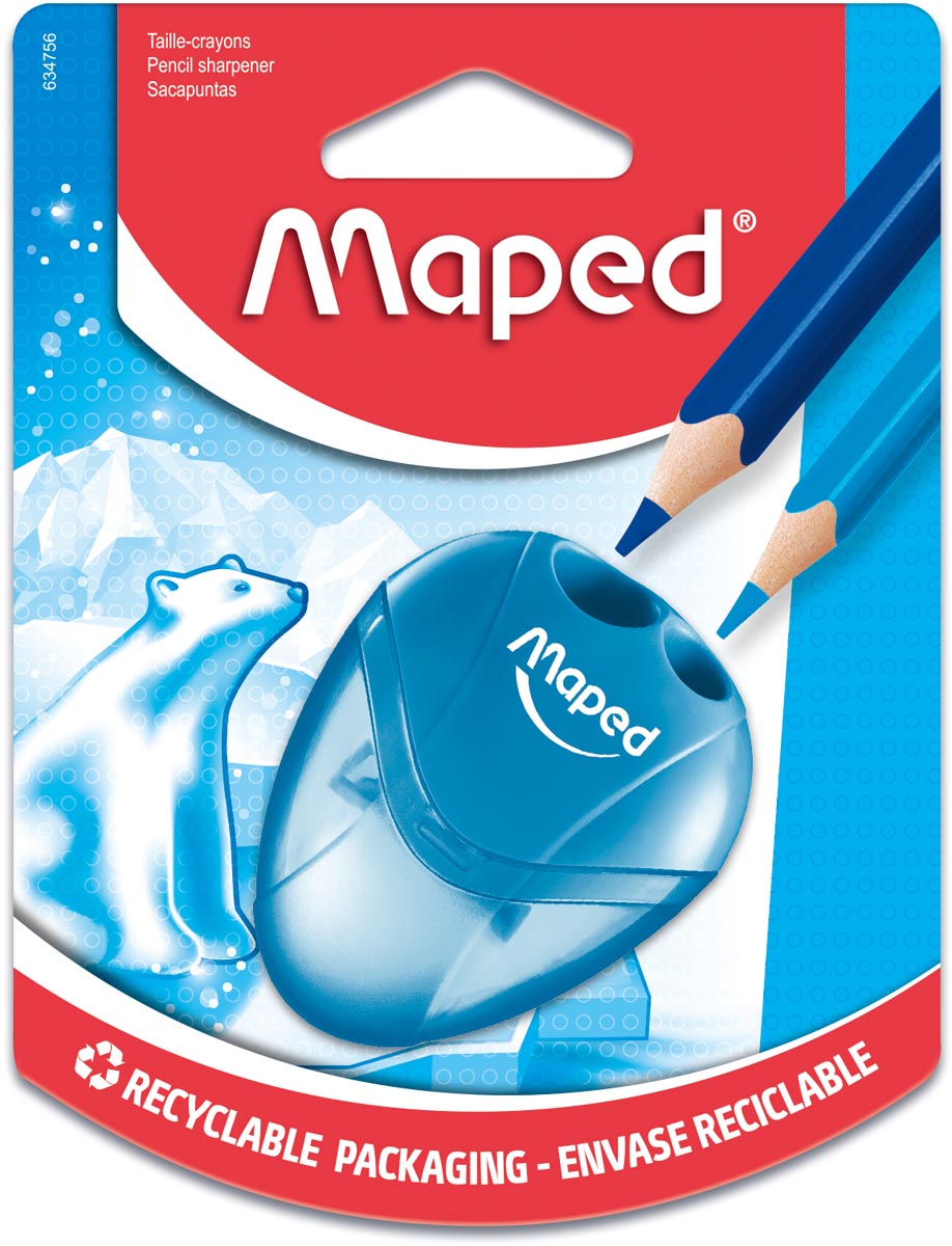 Maped potloodslijper igloo, 2 gaats, geassorteerde kleuren, blister van 1 stuk