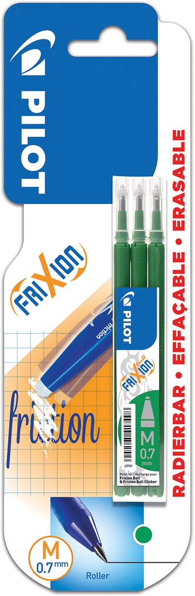 Pilot vulling voor Frixion Ball en Frixion ball clicker groen, blister met 3 stuks
