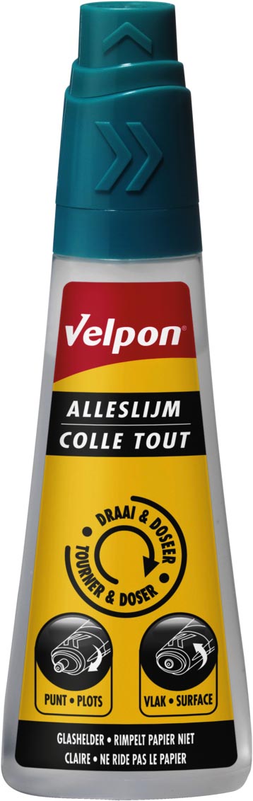 Velpon alleslijm, flacon van 90 ml, transparant