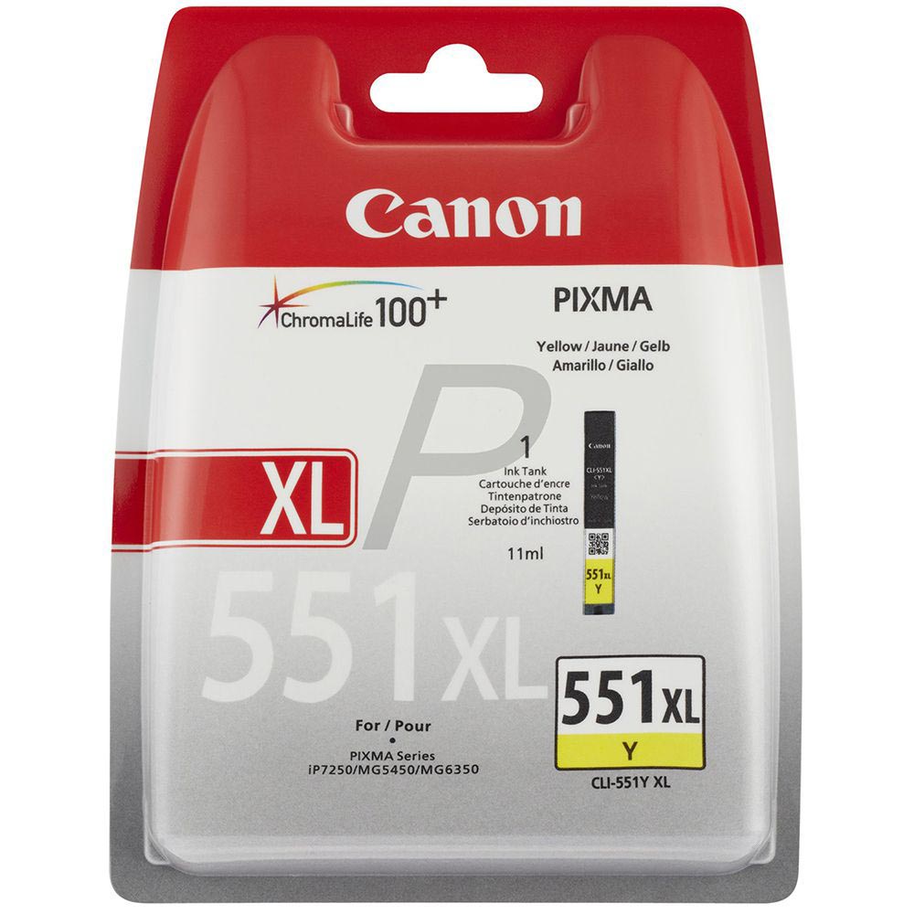 Canon inktcartridge CLI-551Y-XL, 695 pagina&apos;s, OEM 6446B001, geel afbeelding