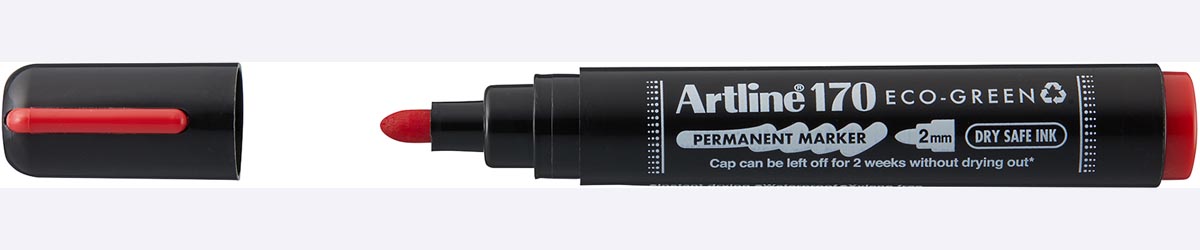 Artline permanent marker Drysafe 170 Eco-Green, 2 mm, ronde punt, rood