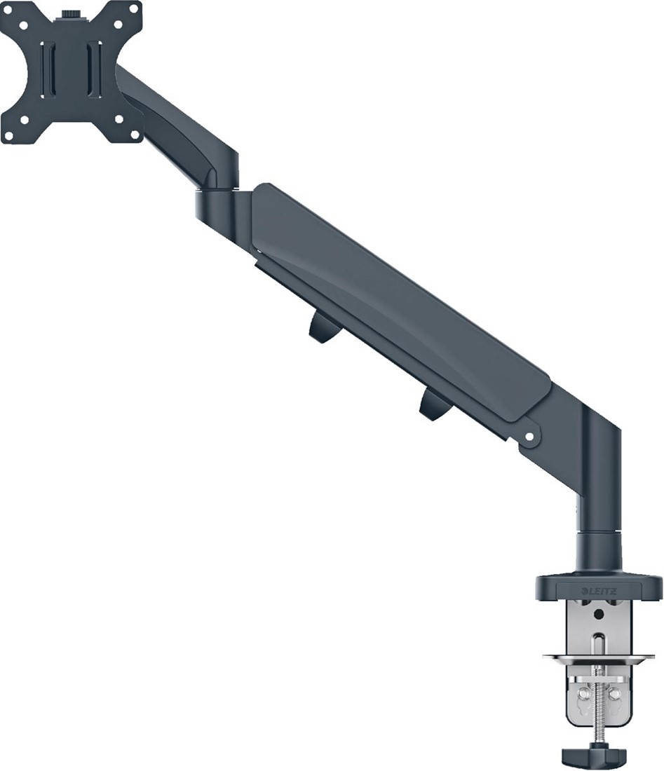 Leitz Ergo 65380089 Bras Pour écran Et Ordinateur Portable, Design Peu Encombrant, Certifié IGR/TUV, Support Pour écrans Jusqu'à 32" Et Ordinateurs Portables Jusqu'à 17", VESA 75/100, Gris Velours