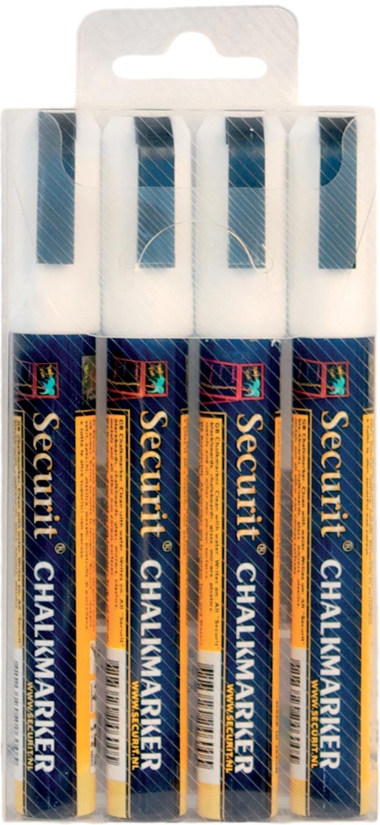 Securit krijtmarker medium wit, blister met 4 stuks afbeelding