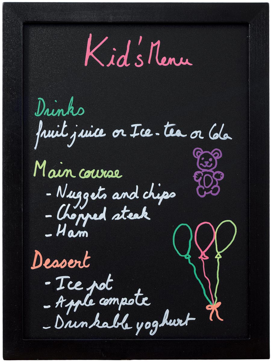 Securit krijtbord Woody ft 30 x 40 cm, zwart