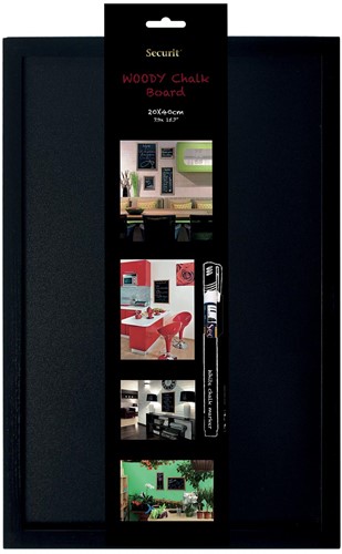 Securit krijtbord Woody ft 60 x 40 cm, zwart