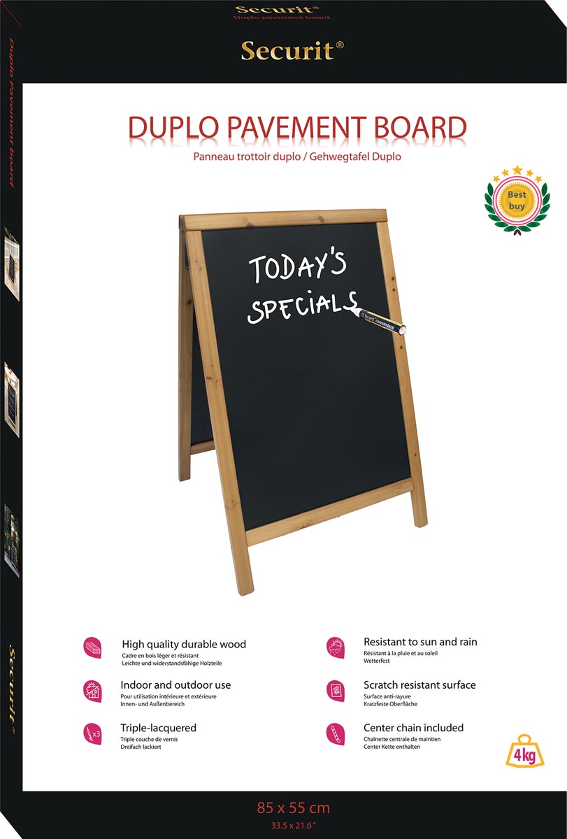 Securit stoepbord Duplo ft 55 x 85 cm, teak