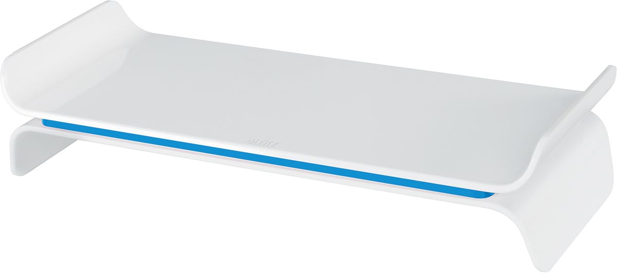 Leitz Ergo WOW verstelbare monitorstandaard, wit-blauw afbeelding
