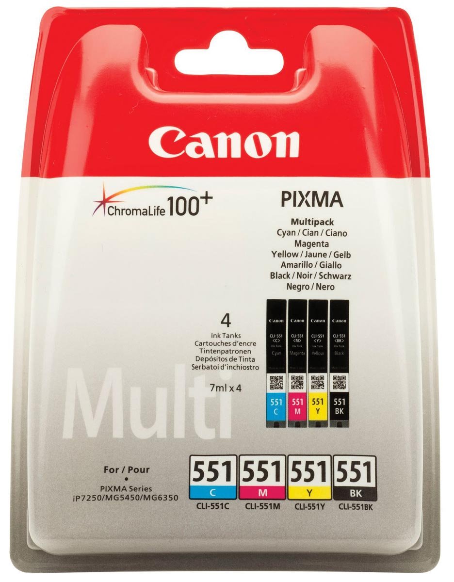 Canon Inktcartridge Cli 551 4 Kleuren 300 500 Paginas Oem 6509B008 huismerk kopen in de aanbieding
