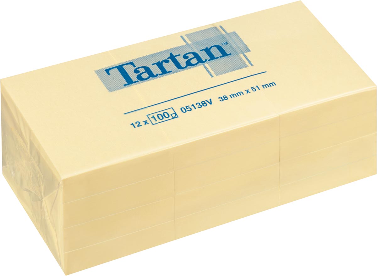 Tartan notes, voor ft 38 x 51 mm, geel, 100 vel, pak van 12