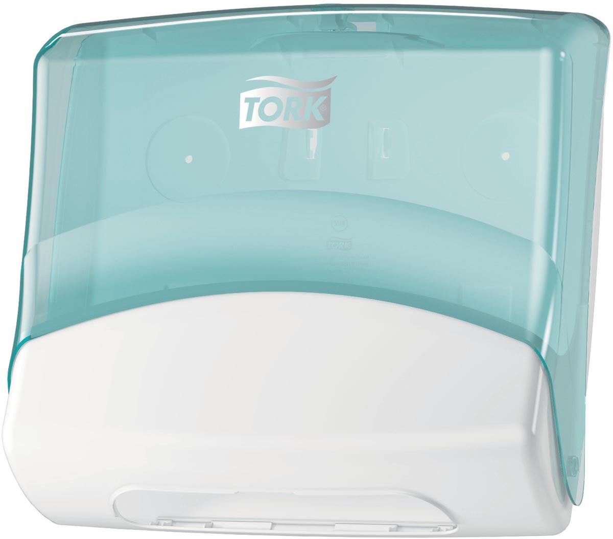 Tork dispenser voor gevouwen doeken, systeem W4, wit/turkoois afbeelding