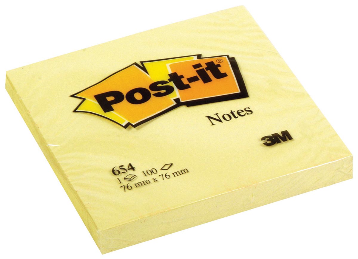 Post-it Notes, ft 76 x 76 mm, geel, blok van 100 vel