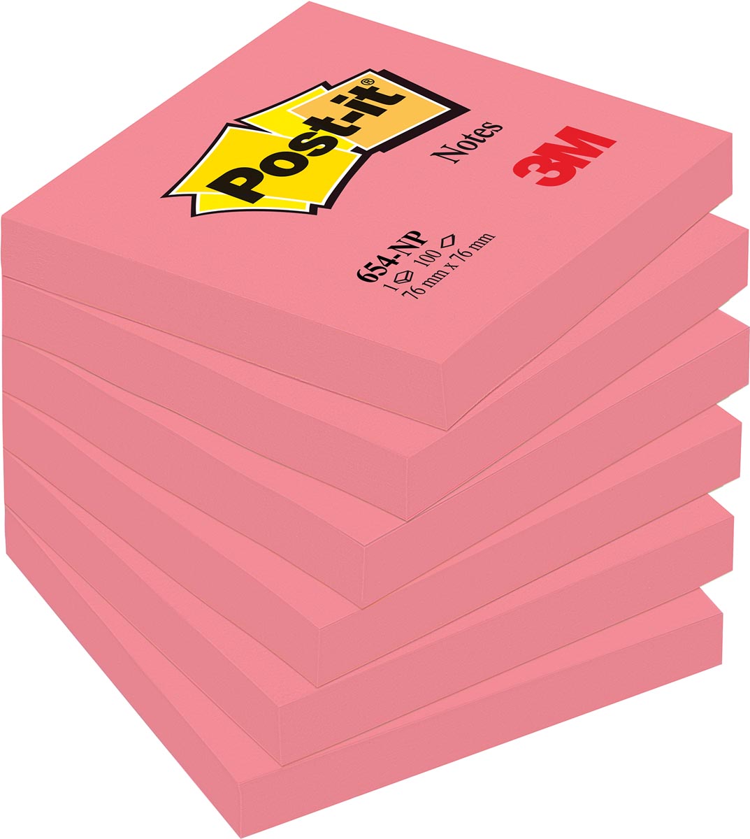 Post-it Notes, ft 76 x 76 mm, neonroze, blok van 100 vel