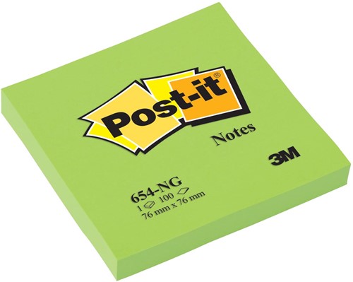 Post-it Notes, 100 vel, ft 76 x 76 mm, neongreon