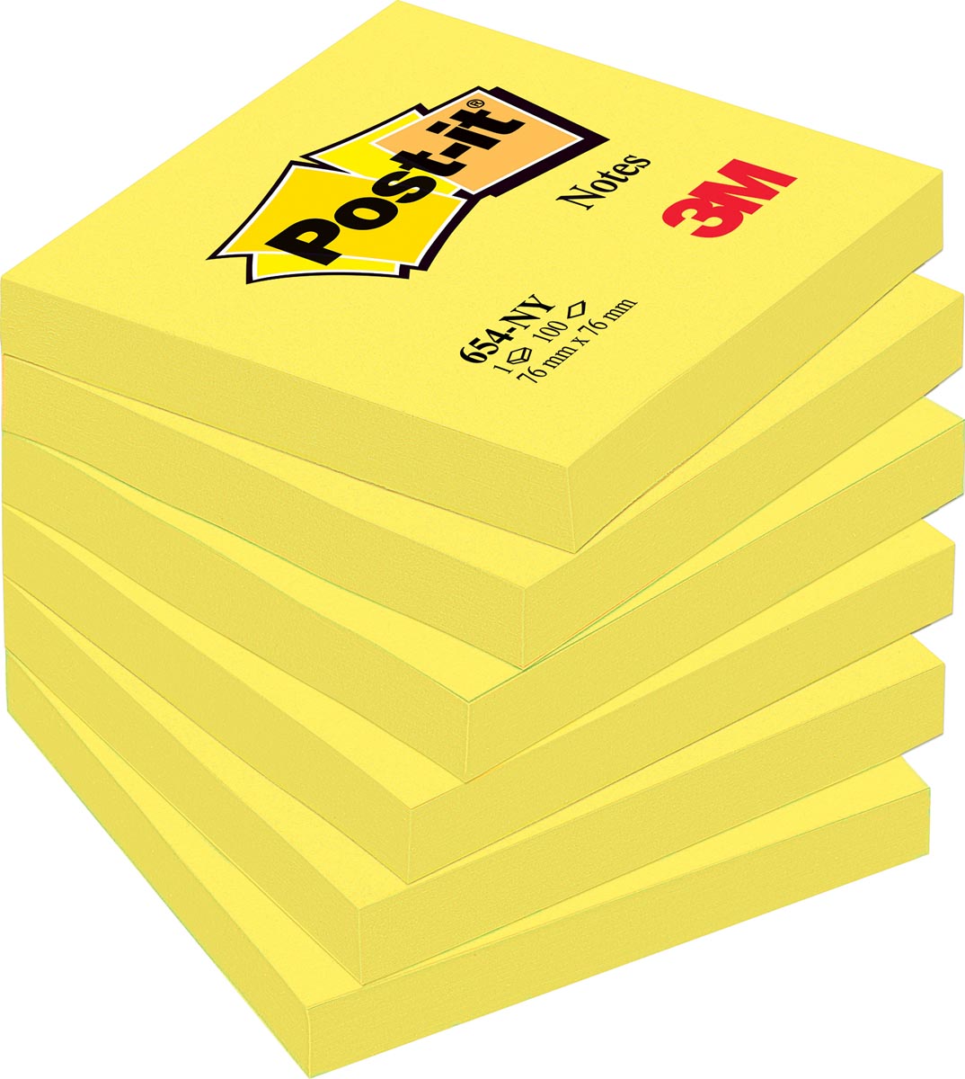 Post-it Notes, 100 vel, ft 76 x 76 mm, neongeel afbeelding