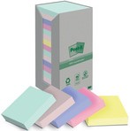 Post-it recycled notes Nature, 100 vel, ft 76 x 76 mm, pak van 16 blokken, geassorteerde kleuren-2