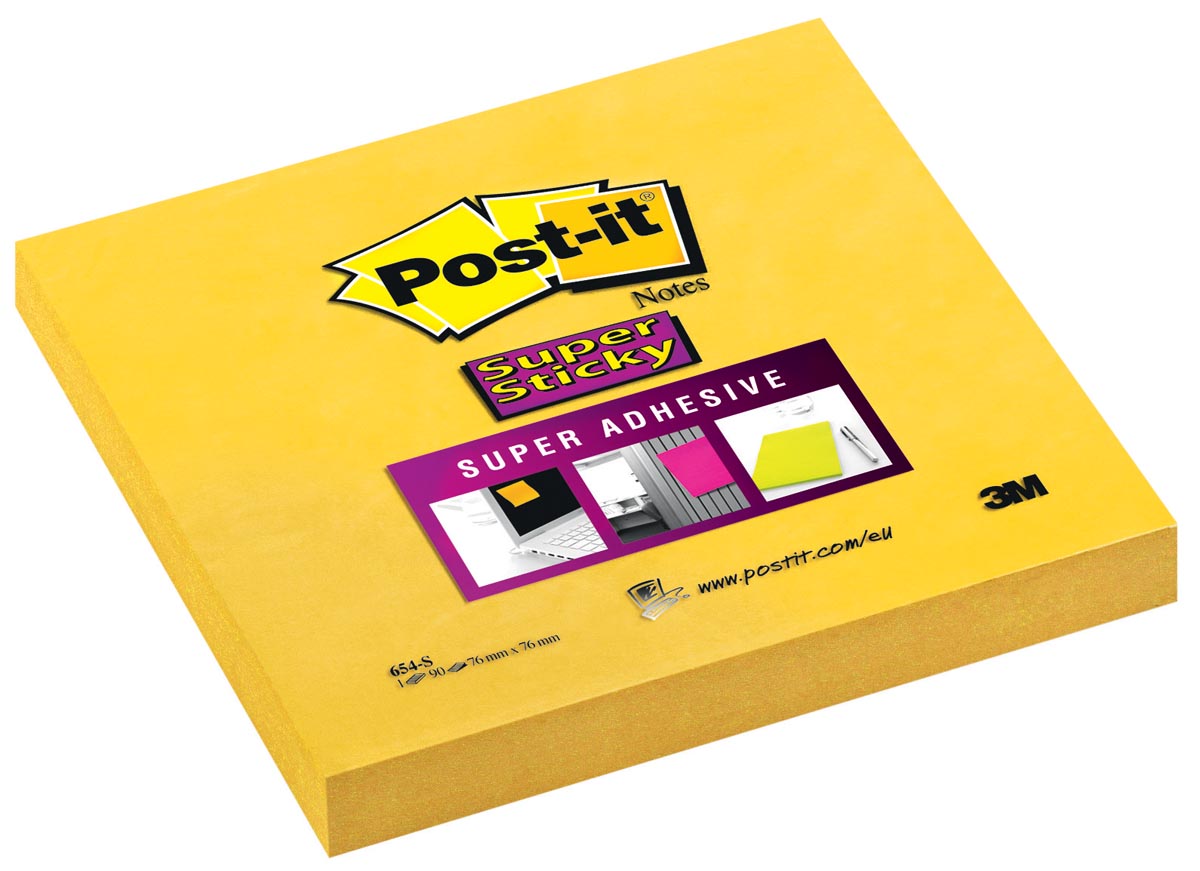 Post-it Super Sticky notes, 90 vel, ft 76 x 76 mm, geel