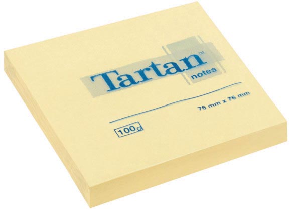 Tartan notes, voor ft 76 x 76 mm, geel, 100 vel