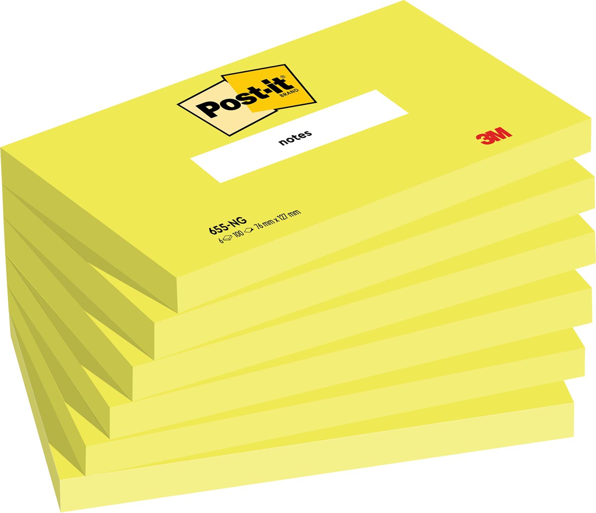 Post-it Notes, 100 vel, ft 76 x 127 mm, neongroen, pak van 6 blokken