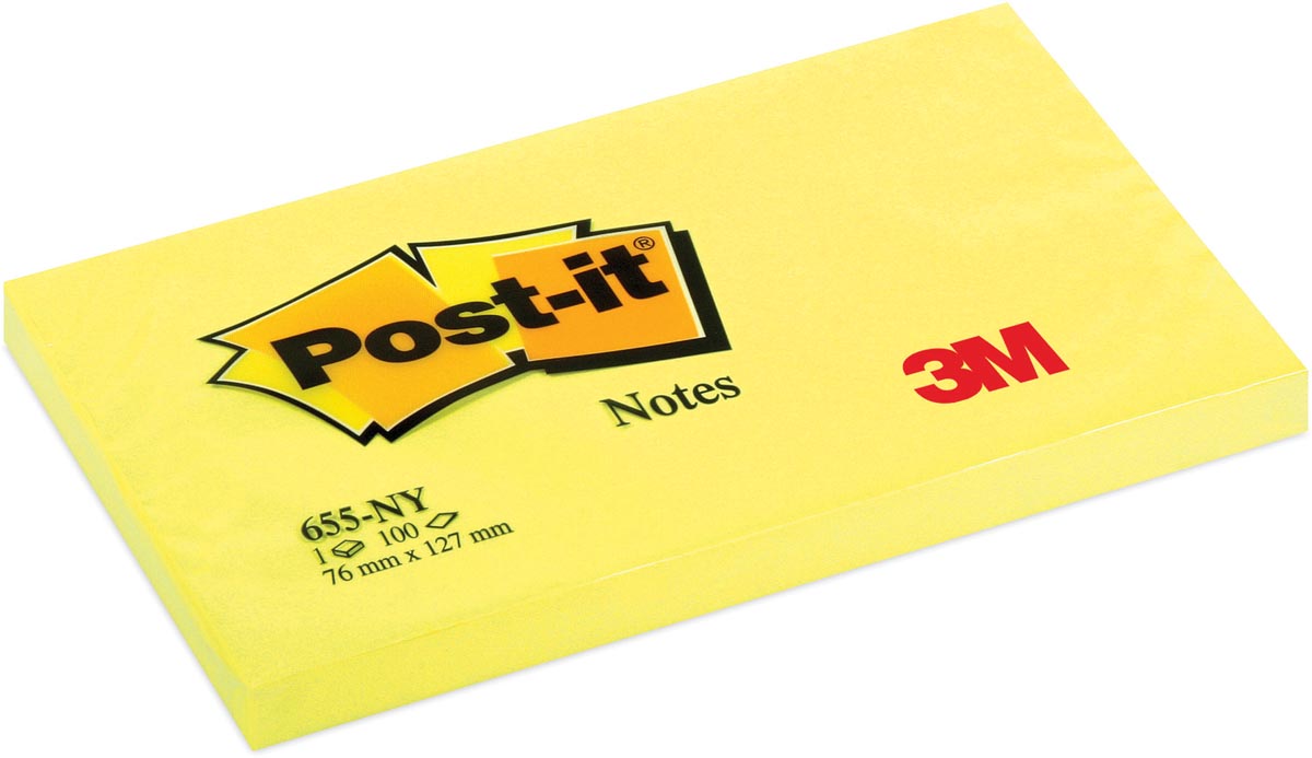 Post-it Notes, 100 vel, ft 76 x 127 mm, neongeel