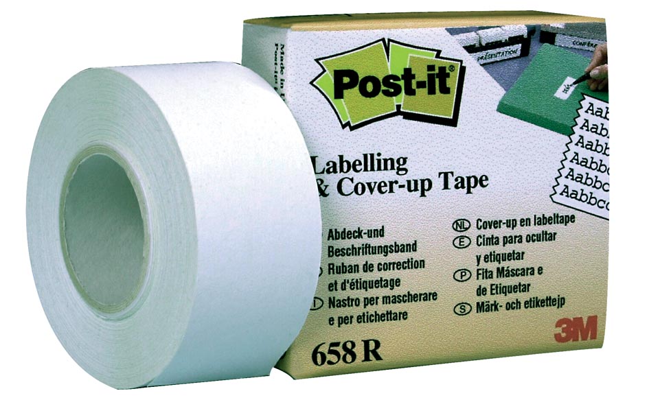Post-it correctietape 25 mm met afroller, op blister afbeelding