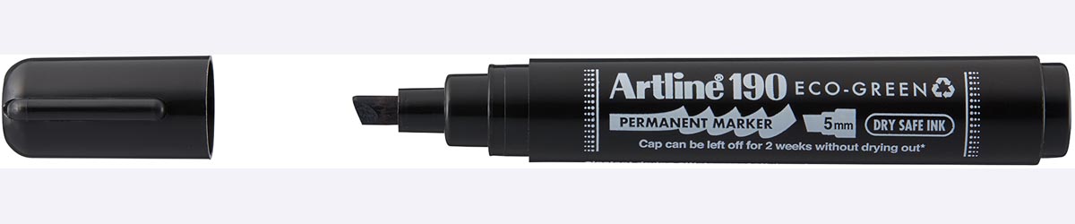 Artline permanent marker Drysafe 190 Eco-Green, 2-5 mm, schuine punt, zwart
